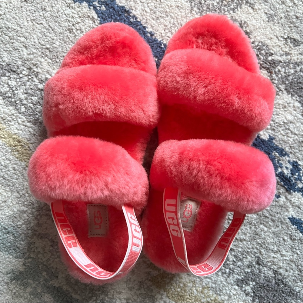 UGG Fluff Yeah Strawberry Pink Shearling Slides